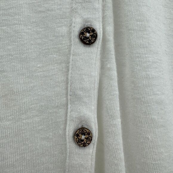 J. JILL Love Linen Pure Linen White Burnout Button Down Top Size M - Picture 2 of 5